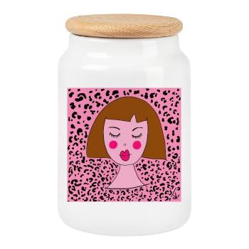 FILLE LÉOPARD - Boîte à biscuits avec couvercle en bois - blanc - Devant