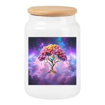Arbre Cosmique des Gemmes - Boîte à biscuits avec couvercle en bois - blanc - Devant