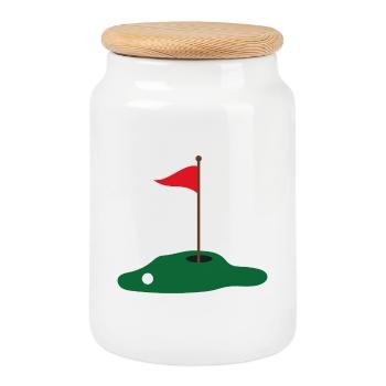 Golf Green - Keksdose mit Holzdeckel - Weiß - Vorne