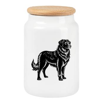 Hovawart-Hund - Keksdose mit Holzdeckel - Weiß - Vorne