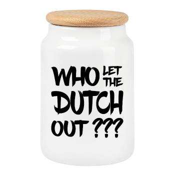Qui a laissé sortir les Hollandais ? Pays-Bas - Pays-Bas - Boîte à biscuits avec couvercle en bois - blanc - Devant