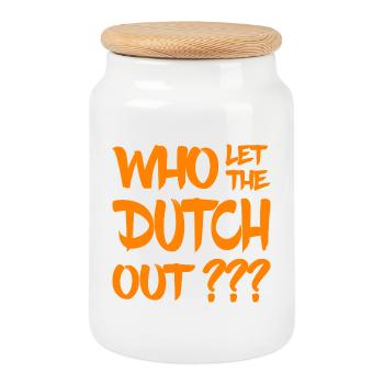Qui a laissé sortir les Hollandais ? Pays-Bas - Pays-Bas - Boîte à biscuits avec couvercle en bois - blanc - Devant