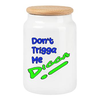 Ne pas Trigga Me DigiGo Neon Design - Boîte à biscuits avec couvercle en bois - blanc - Devant