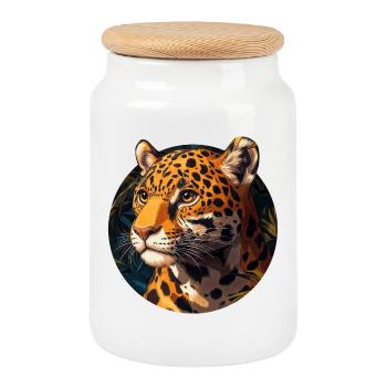Design de Jaguar - Boîte à biscuits avec couvercle en bois - blanc - Devant
