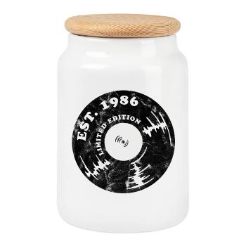 Millésime 1986 - Boîte à biscuits avec couvercle en bois - blanc - Devant