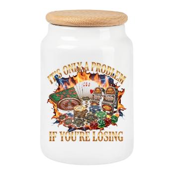 Ce n’est un problème que si vous êtes au casino - Boîte à biscuits avec couvercle en bois - blanc - Devant