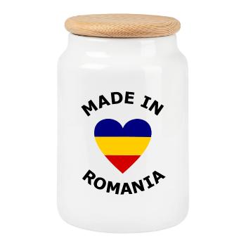Rumänienfarben Herzliebe - Keksdose mit Holzdeckel - Weiß - Vorne
