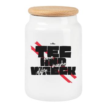 Tec & Wreck Scuba Diving Technischer Taucher - Keksdose mit Holzdeckel - Weiß - Vorne