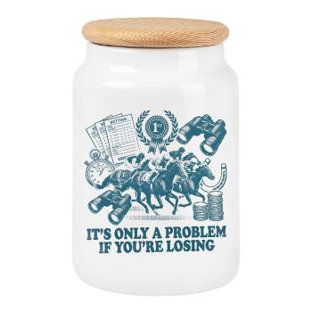 Ce n’est un problème que si vous êtes dans les courses hippiques - Boîte à biscuits avec couvercle en bois - blanc - Devant