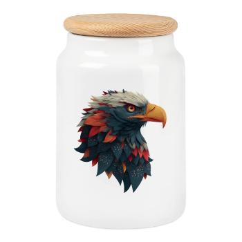 Powerful Eagle Head, Strong, Determined Gift - Cookie Jar with Wooden Lid - white - Front