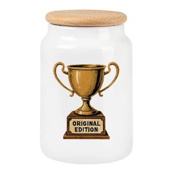Original Edition - Retro Trophäe Vintage Style - Keksdose mit Holzdeckel - Weiß - Vorne