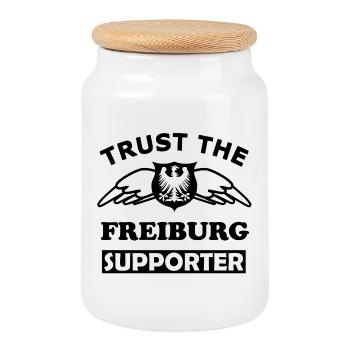 Supporters sportifs de Fribourg - Boîte à biscuits avec couvercle en bois - blanc - Devant