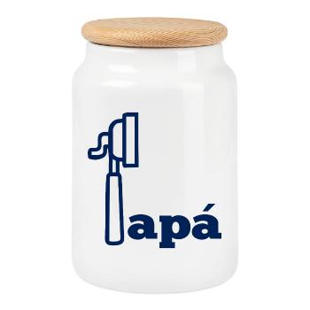 Espresso Cafe Spanish Dad - Cookie Jar with Wooden Lid - white - Front