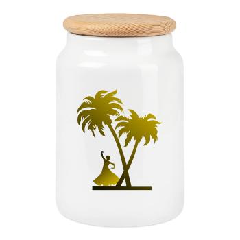 Dance - Cookie Jar with Wooden Lid - white - Front