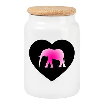 Elefant - Keksdose mit Holzdeckel - Weiß - Vorne
