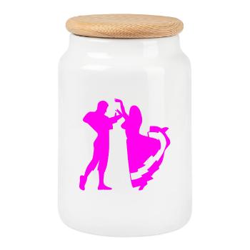 Dance - Cookie Jar with Wooden Lid - white - Front
