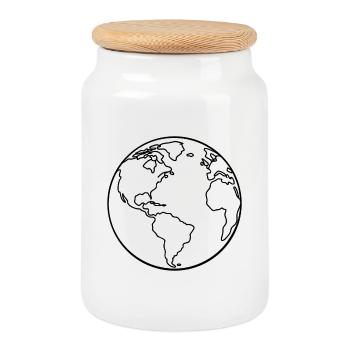 Sommet de la Terre - Boîte à biscuits avec couvercle en bois - blanc - Devant