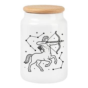 Sagittarius zodiac sign - Cookie Jar with Wooden Lid - white - Front