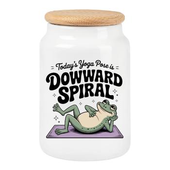 Mème de yoga de grenouille en spirale descendante - Boîte à biscuits avec couvercle en bois - blanc - Devant