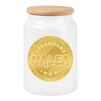 Cadeau pour Nalea - Boîte à biscuits avec couvercle en bois - blanc - Devant