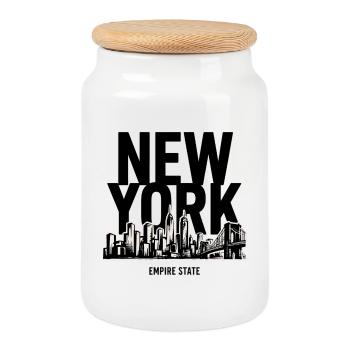 Silhouette urbaine: skyline et ponts - Boîte à biscuits avec couvercle en bois - blanc - Devant