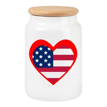 American Heart Flag – Red Patriotic Love - Boîte à biscuits avec couvercle en bois - blanc - Devant