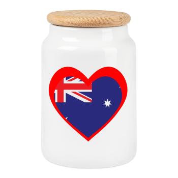 Red Aussie Heart – True Southern Spirit - Boîte à biscuits avec couvercle en bois - blanc - Devant