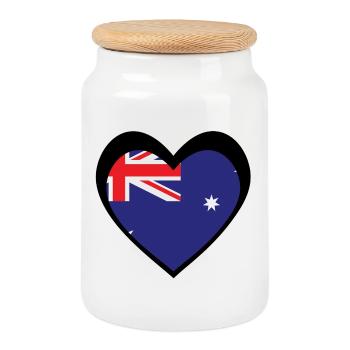 Black Aussie Heart – Bold Modern Australia - Cookie Jar with Wooden Lid - white - Front