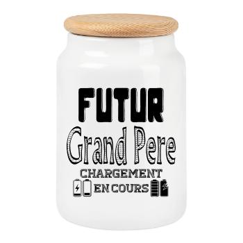 Futur Grand Père Chargement En Cours - Boîte à biscuits avec couvercle en bois - blanc - Devant
