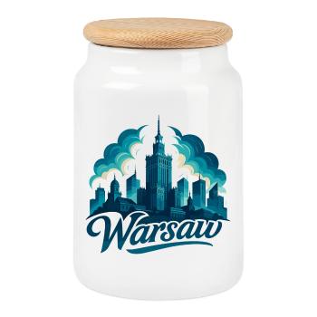 Skyline de Varsovie : Épique & Fantastique - Boîte à biscuits avec couvercle en bois - blanc - Devant