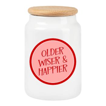 Sagesse d’anniversaire - Boîte à biscuits avec couvercle en bois - blanc - Devant
