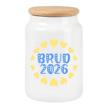 Mariée suédoise - Mariée 2026 - Boîte à biscuits avec couvercle en bois - blanc - Devant