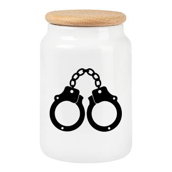 Menottes - Boîte à biscuits avec couvercle en bois - blanc - Devant