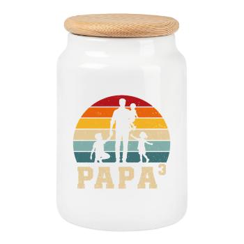 Dad 3 Kids Proud Father 3 Kids Triple Dad - Cookie Jar with Wooden Lid - white - Front