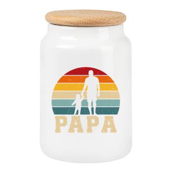Dad and Son Gift Father and Son Dad and Daughter - Cookie Jar with Wooden Lid - white - Front