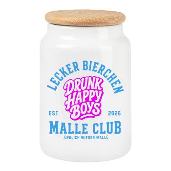 Malle 2026 Lecker Bierchen Malle Club - Keksdose mit Holzdeckel - Weiß - Vorne