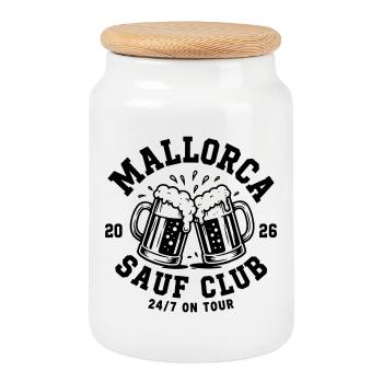 Malle 2026 Mallorca Sauf Club 24/7 on Tour - Keksdose mit Holzdeckel - Weiß - Vorne