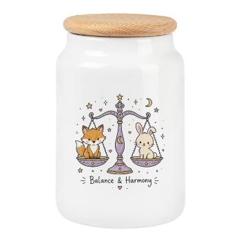 Astro Libra – Balance & Harmony - Cookie Jar with Wooden Lid - white - Front