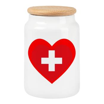 Schweiz Herz – Liebe zur Schweiz - Cookie Jar with Wooden Lid - white - Front