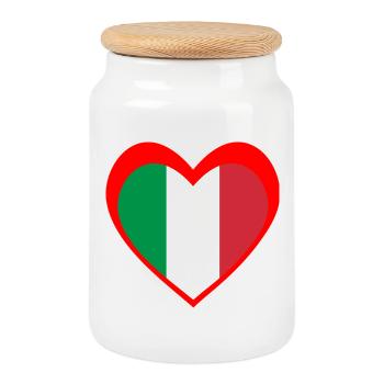 Italia Cuore – Amore per l’Italia - Boîte à biscuits avec couvercle en bois - blanc - Devant