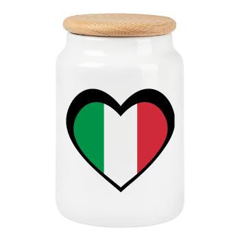 Italia Cuore Nero – Amore per l'Italia - Cookie Jar with Wooden Lid - white - Front