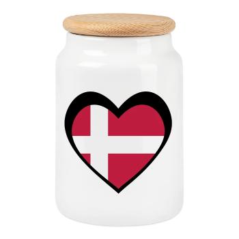 Danmark Sort Hjerte – Kærlighed til Danmark - Boîte à biscuits avec couvercle en bois - blanc - Devant