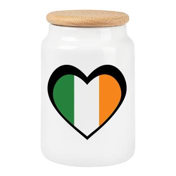 Ireland Black Heart – Love for Ireland - Boîte à biscuits avec couvercle en bois - blanc - Devant