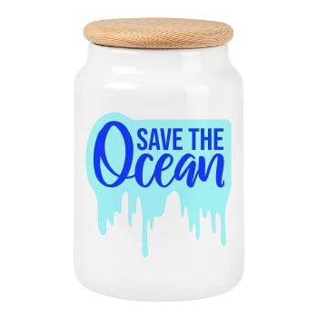 Save The Ocean Ocean Activism Environment Statement - Cookie Jar with Wooden Lid - white - Front