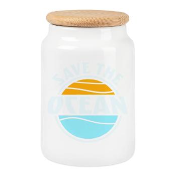 Save The Ocean Ocean Activism Environment Statement - Cookie Jar with Wooden Lid - white - Front