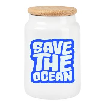Save The Ocean Ocean Activism Environment Statement - Cookie Jar with Wooden Lid - white - Front