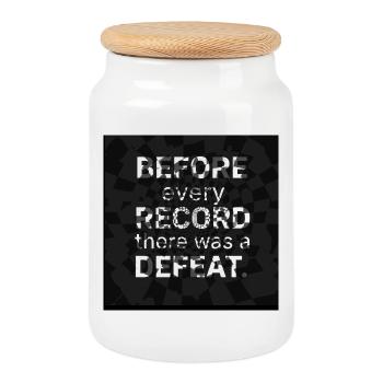 Before any record, defeat - Cookie Jar with Wooden Lid - white - Front