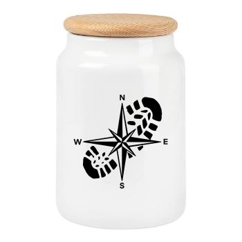 Hiker Compass Hiking Gift - Cookie Jar with Wooden Lid - white - Front