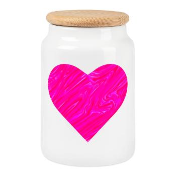 Neon heart for Mother's Day - Cookie Jar with Wooden Lid - white - Front