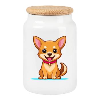 Chihuahua (bande dessinée) - Boîte à biscuits avec couvercle en bois - blanc - Devant